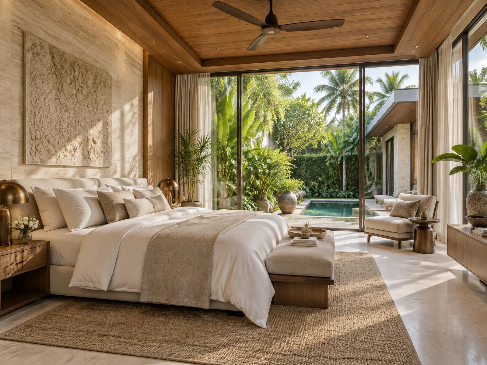 Bedroom interior visualisation showing material and lighting direction